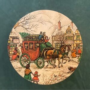 Vintage Potpourri Press Christmas Tin Horse Sleigh Made USA Holiday Cookie Tin